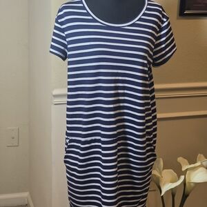 Caslon Navy and White Striped Mini Dress Med. Classic, Resort Wear, Yachting